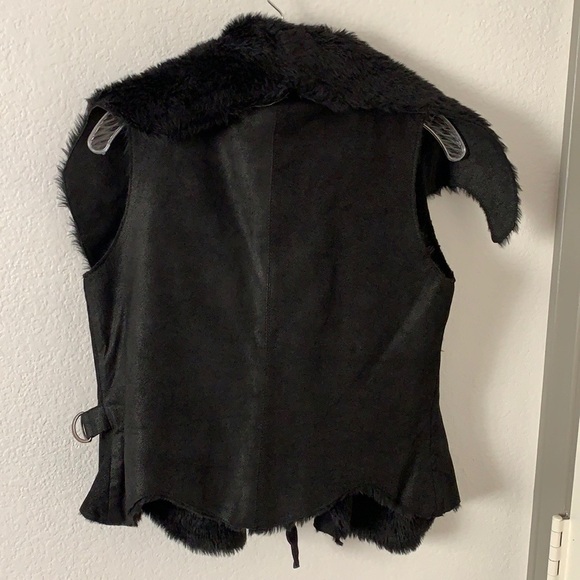 Tribe Asymmetrical Leather & Faux Fur Vest - Picture 12 of 12